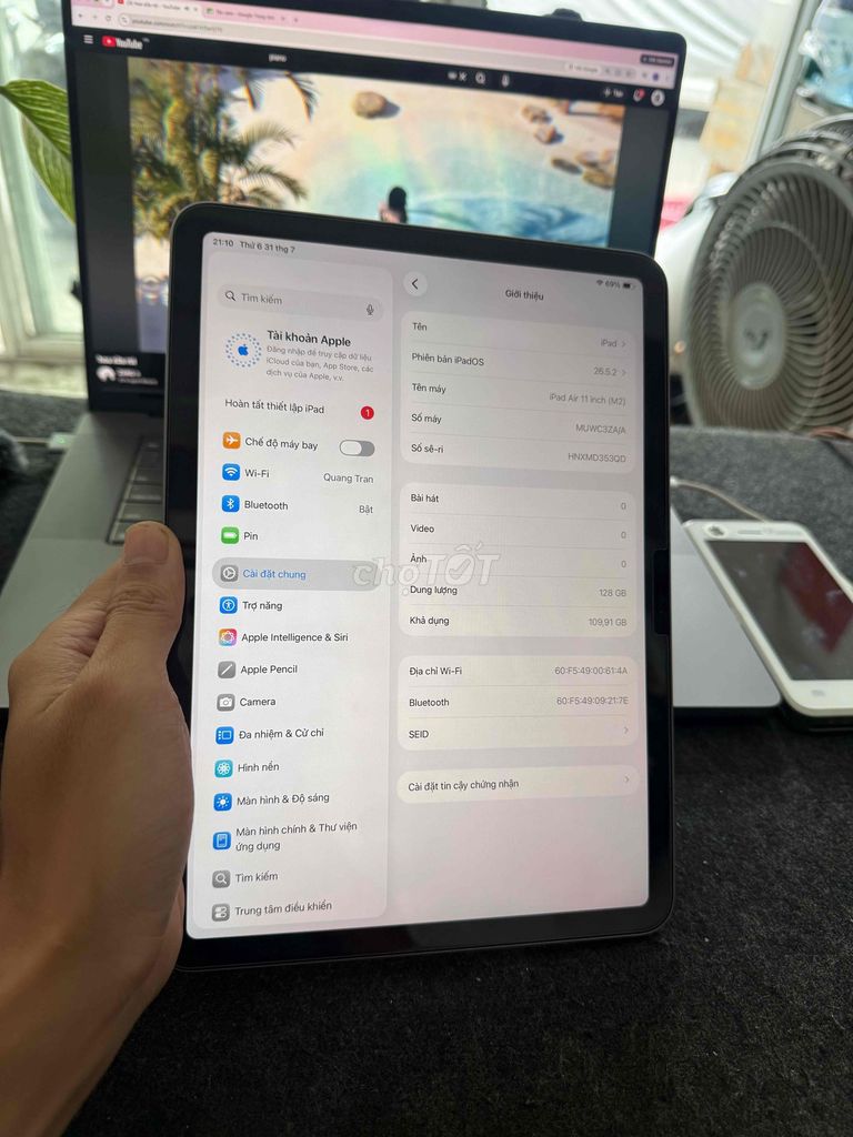 iPad Air 11 inch M2 128GB Xám. Mua bán Máy tính bảng tại Quận Bình Thạnh Tp Hồ Chí Minh được đăng bởi Táo Care  hình 1
