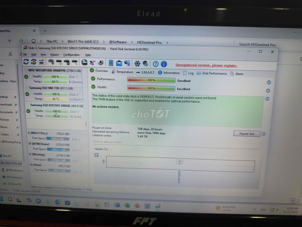 Ổ cứng SSD Samsung 870 EVO 500GB. Mua bán Linh kiện (RAM, Card...) tại Thị xã Bến Cát Bình Dương được đăng bởi Thien Hoang hình 1