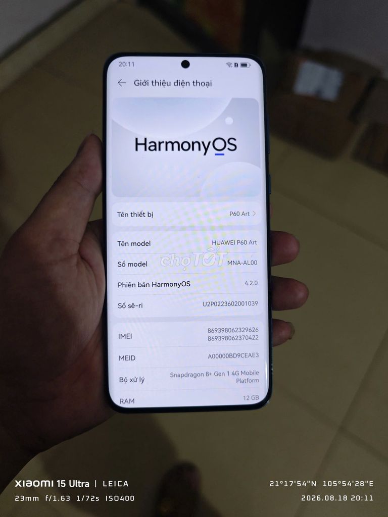 Huawei P60 art 12+512Gb pin 90%. Mua bán Điện thoại tại Huyện Sóc Sơn Hà Nội được đăng bởi Vuong Xuan Hung hình 1