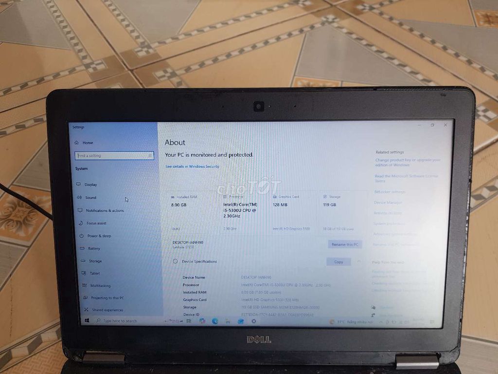 Dell Latitude E7250 i5 5300u 8GB 128g. Mua bán Laptop tại Quận Tân Phú Tp Hồ Chí Minh được đăng bởi Lơi hình 1