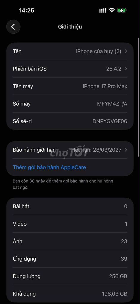 iPhone 17 Pro Max 256GB trắng pin 100 sac 13 lan. Mua bán Điện thoại tại Thành phố Bến Tre Bến Tre được đăng bởi Mỹ Hồng  hình 1