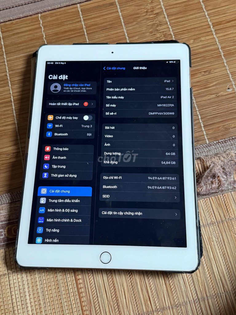 Apple iPad Air 2 64GB Vàng zin. Mua bán Máy tính bảng tại Quận Bắc Từ Liêm Hà Nội được đăng bởi AnhD hình 1