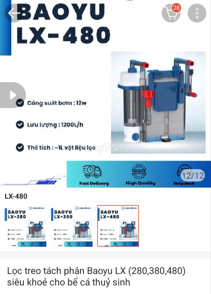 Lọc treo tách phân BAOYU LX-480. Mua bán Phụ kiện, Thức ăn, Dịch vụ tại Quận 7 Tp Hồ Chí Minh được đăng bởi Thanh Trung hình 1