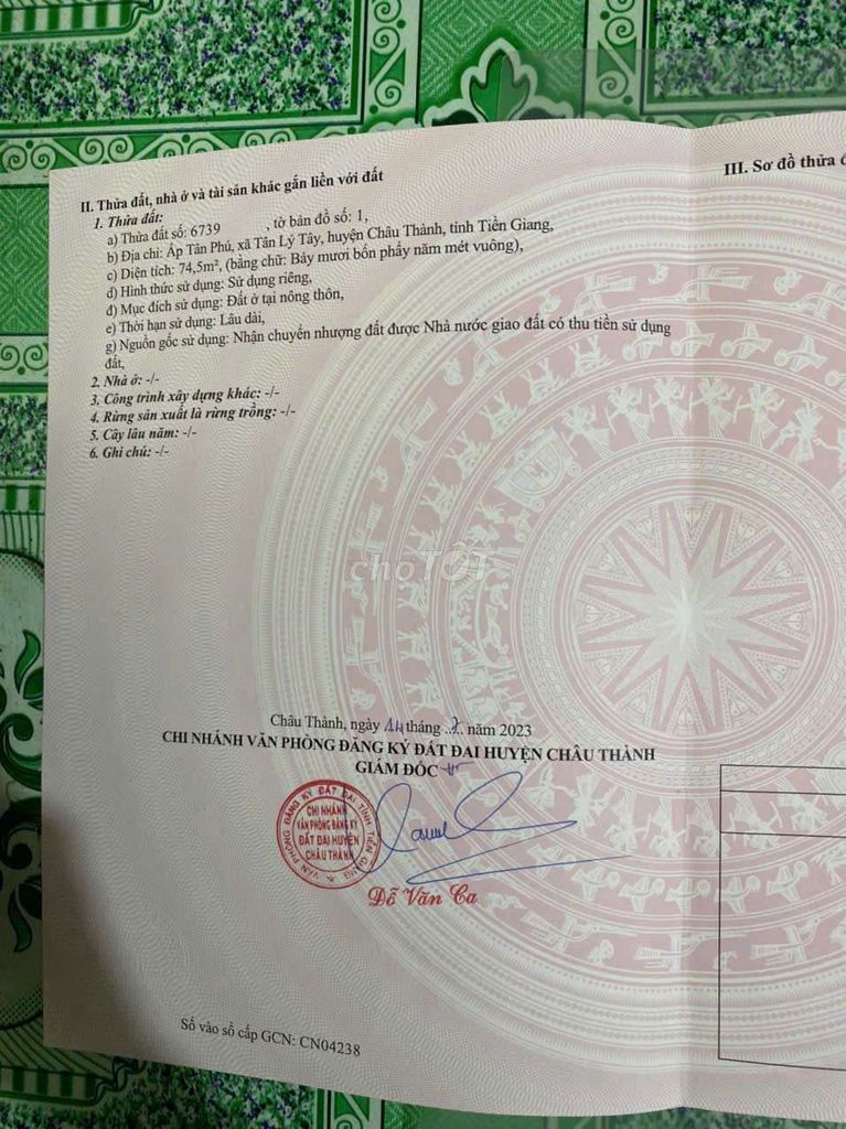 Bán đất khu công nghiệp Tân Hương