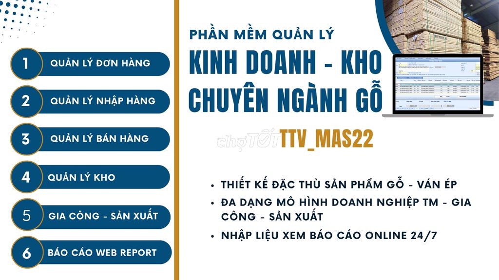 Phần mềm kinh doanh kho gỗ nguyên liệu, ván ép