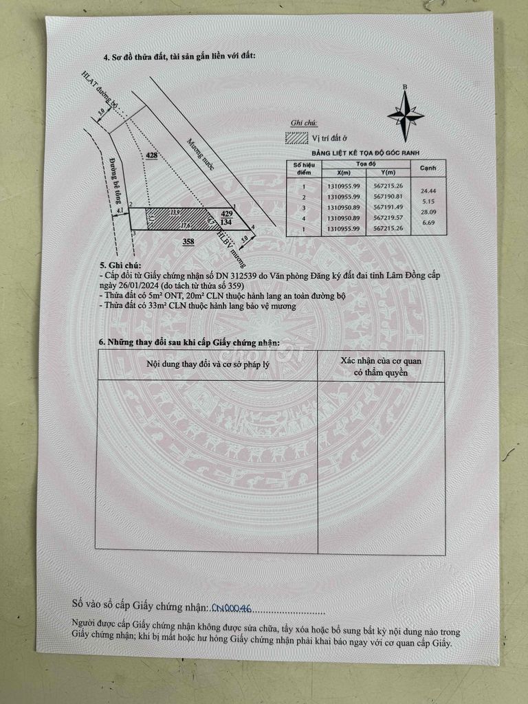 Bán đất diện tích 134m2 ngang 5m sâu 28m đã có sẵn 79m2 thổ cư.