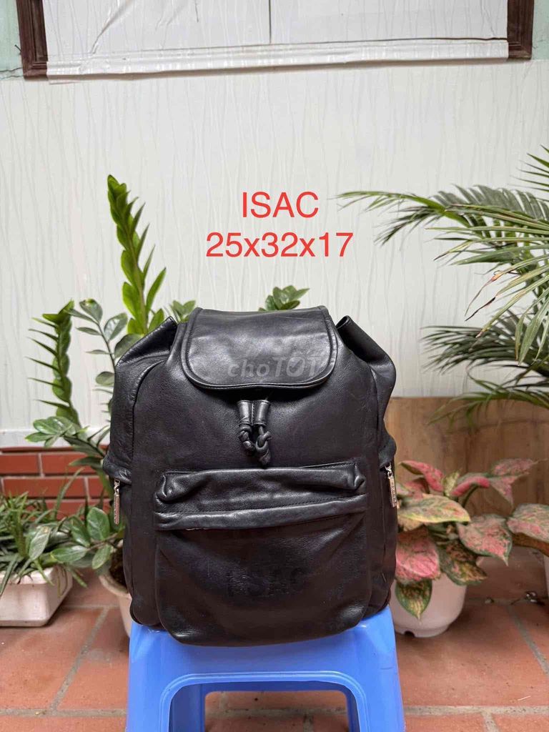 Ba lô ISAC Da Đen Unisex 25x32x17. Mua bán Túi xách tại Huyện Thanh Trì Hà Nội được đăng bởi Gấm Hoa 2Hand hình 1