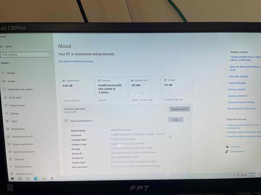 Dell Inspiron 3668 Pentium G4560. Mua bán Máy tính để bàn tại Thị Xã Buôn Hồ Đắk Lắk được đăng bởi Đức Duẩn hình 1