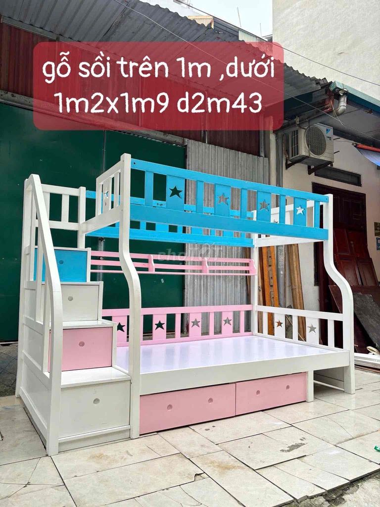 Giường tầng Gỗ Sồi 1m x 1m2x1m9. Mua bán Giường, chăn ga gối nệm tại Quận Hà Đông Hà Nội được đăng bởi thu hien nguyen hình 1