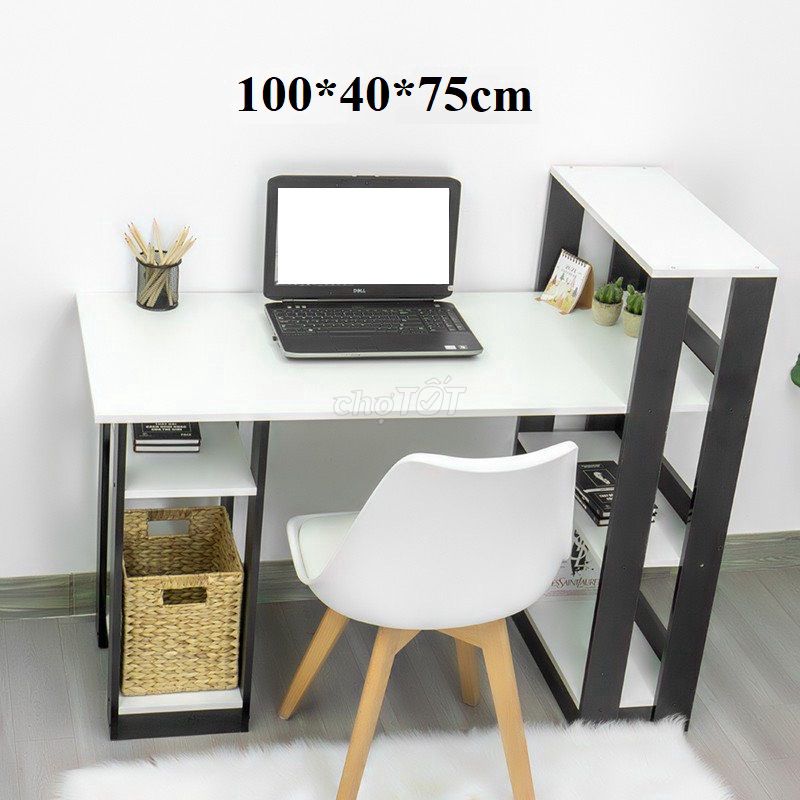 Bàn Làm Việc Chữ L Kèm Kệ Sách 100x50x75cm Hỏa Tốc