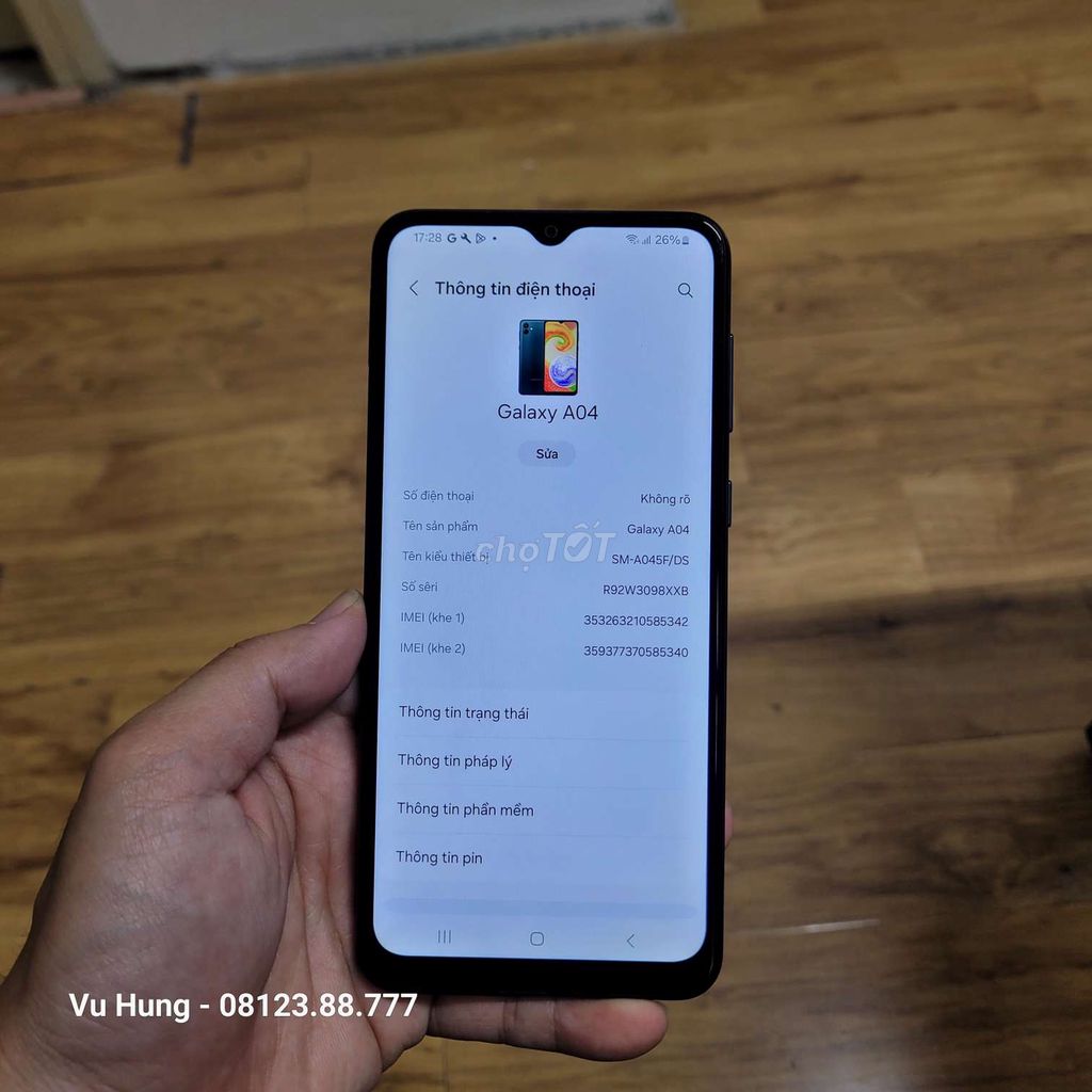 Galaxy A04 bản VN 2 sim 3/32GB, zin full,không lỗi