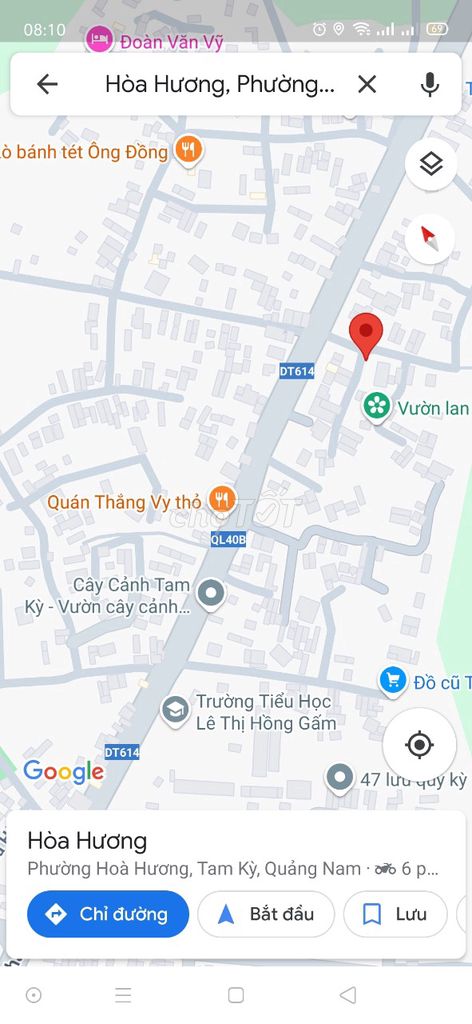 Đất sổ đỏ 115m2 P. Hòa Hương, TP. Tam Kỳ