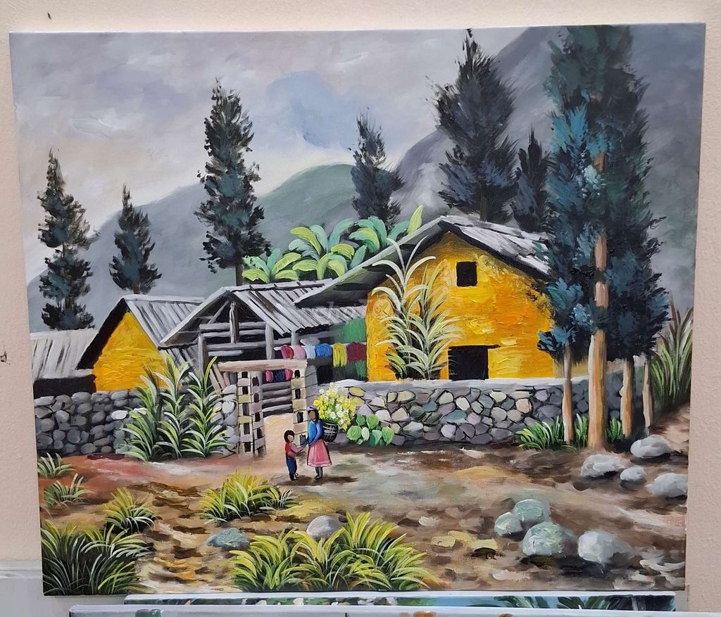 Tranh sơn dầu tây bắc khổ 60x70 cả khung. Mua bán Đồ sưu tầm, đồ cổ tại Huyện Gia Lâm Hà Nội được đăng bởi Tranh Sơn Dầu MTGVN hình 1