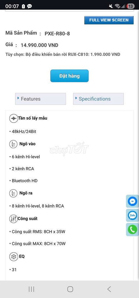 Amply DSP Alpine PXE R80-8 (8 kênh CS 70W max). Mua bán Phụ tùng xe tại Quận Hồng Bàng Hải Phòng được đăng bởi Hiếu hình 6