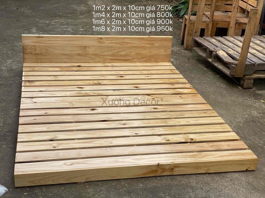 sỉ/lẻ Giường pallet gỗ thông mới. Mua bán Giường, chăn ga gối nệm tại Huyện Châu Thành Bến Tre được đăng bởi Xưởng Decor Bến Tre hình 1