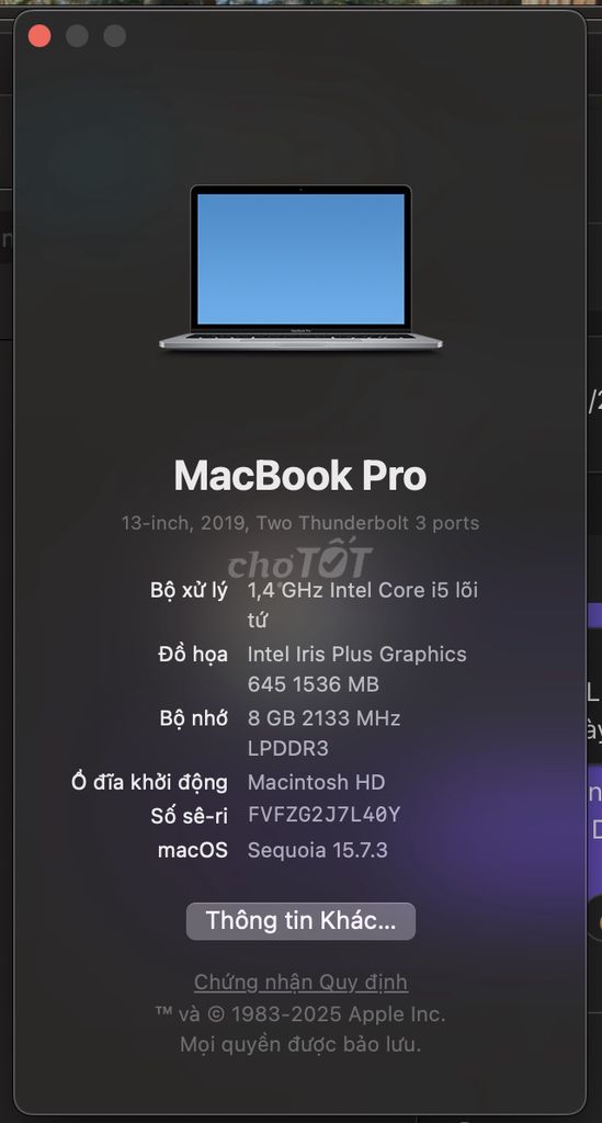 Apple MacBook Pro i5 8GB/128GB Xám. Mua bán Laptop tại Quận Gò Vấp Tp Hồ Chí Minh được đăng bởi tl hình 1