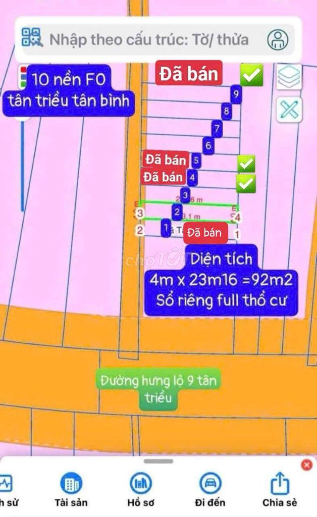 Đất nền sổ riêng thổ cư .kế nhà thờ Tân Triều. Trả trước 500 triệu