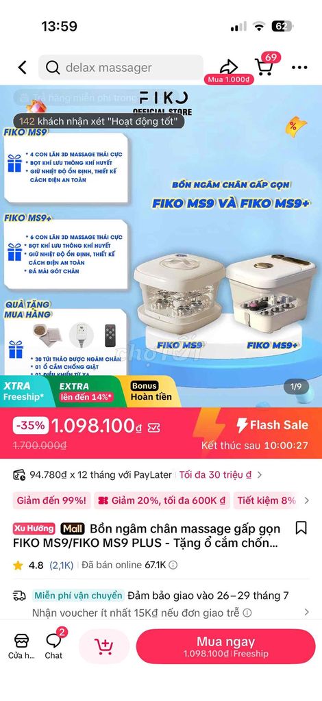 Bồn ngâm chân FIKO MS9 Gấp gọn Trắng. Mua bán Nội thất, đồ gia dụng khác tại Quận Ninh Kiều Cần Thơ được đăng bởi Nguyễn Thị Xuân Nhi hình 1