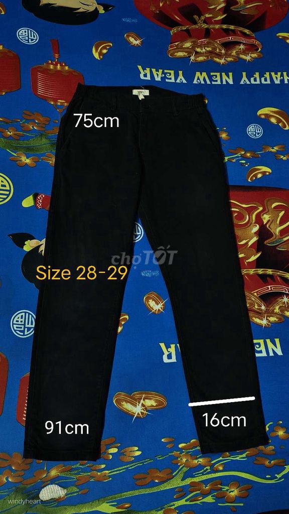 Quần kaki Happy Button Nam Đen size 28-29. Mua bán Quần áo tại Quận 8 Tp Hồ Chí Minh được đăng bởi Tùng Nguyên  hình 1