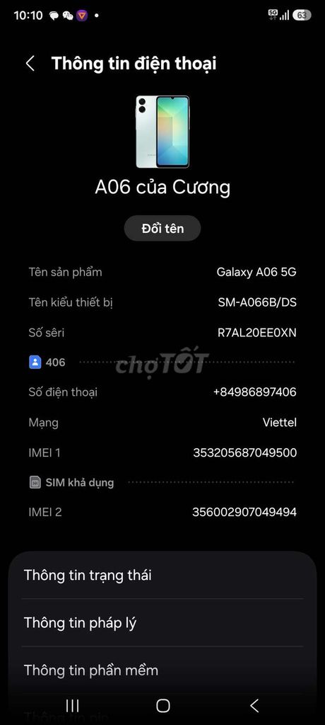 Samsung Galaxy A06 5G Xanh lá Đã dùng 3 tháng. Mua bán Điện thoại tại Thành phố Bắc Ninh Bắc Ninh được đăng bởi Cuong hình 1