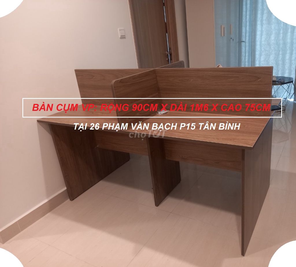 BÀN CỤM NHÓM 4 NGƯỜI DÀI 1M6 - VÁN MDF MDF -