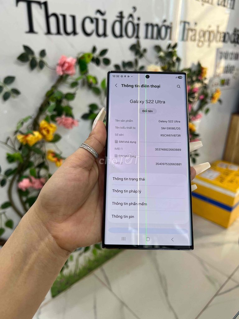 Samsung S22 Ultra Đen có sọc như màn hình. Mua bán Điện thoại tại Quận Tân Phú Tp Hồ Chí Minh được đăng bởi LỆ MỸ mobile hình 1