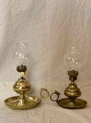 Cặp đèn Pháp French Brass Oil Lamp Pigeon Depose