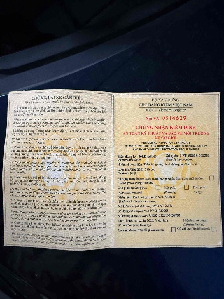 Mazda CX 8 2020 Premium - 79481 km. Mua bán Ô tô tại Thành phố Thủ Đức Tp Hồ Chí Minh được đăng bởi Nguyen Thi Thanh Thao hình 3