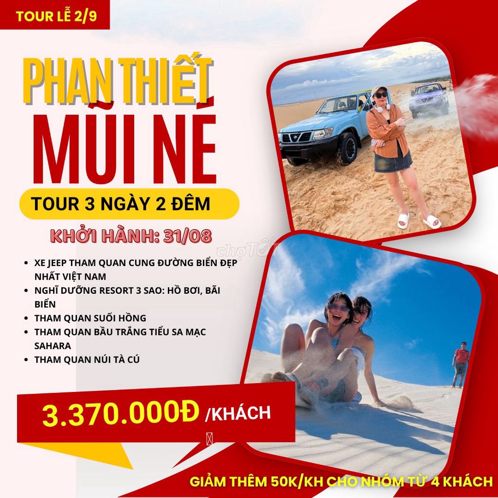 TOUR PHAN THIẾT - 3N2Đ ĂN LỄ 2/9