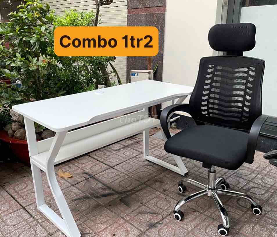 bàn k uốn full trắng full hồng 1m2 combo 1tr2