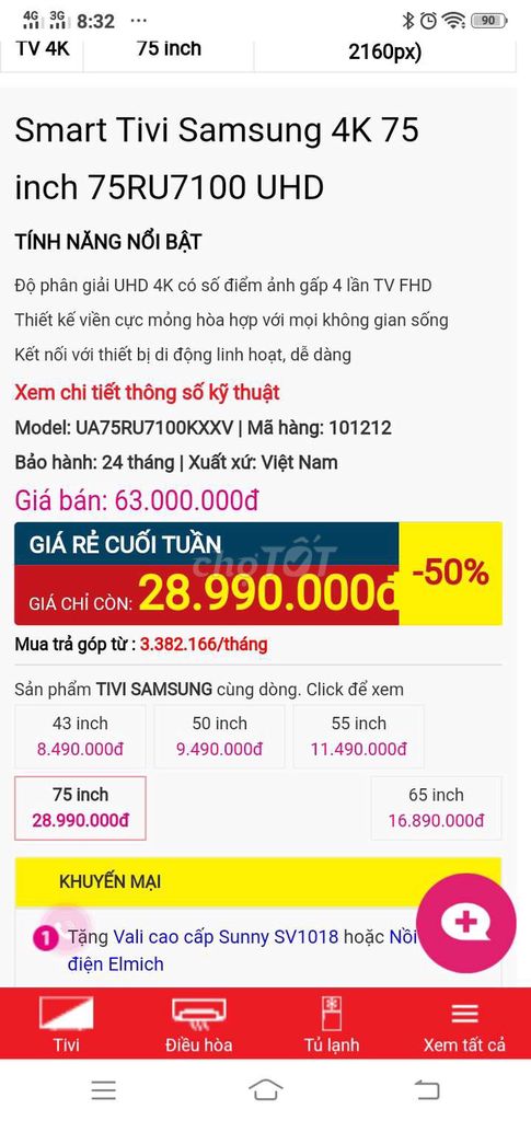 0904992816 - Tivi Samsung 75ru7100