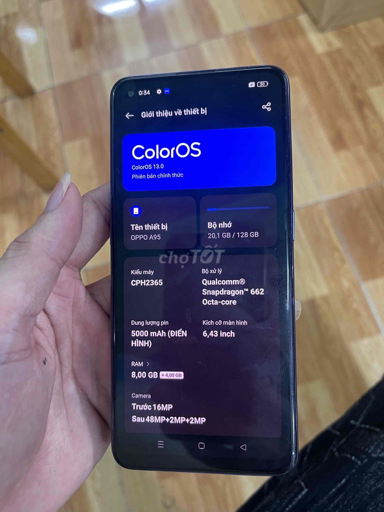 Oppo A95 8GB/128GB bh 3 tháng. Mua bán Điện thoại tại Quận Bình Thạnh Tp Hồ Chí Minh được đăng bởi Đông Mobile hình 1