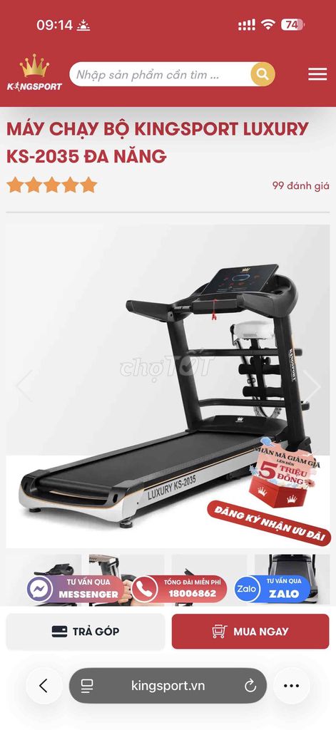 Máy chạy bộ Kingsport Luxury KS-2035 Đen. Mua bán Đồ thể thao, Dã ngoại tại Huyện Cao Lãnh Đồng Tháp được đăng bởi Haivu hình 1