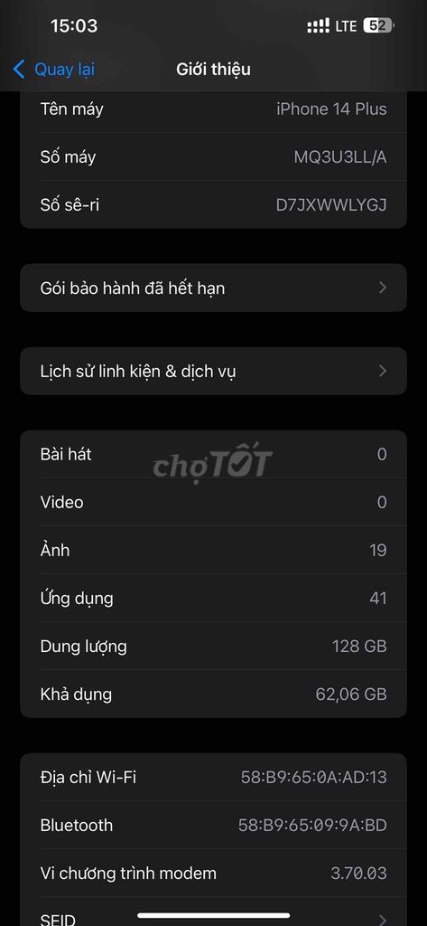 iPhone 14 Plus 128GB Tím 100%. Mua bán Điện thoại tại Quận Nam Từ Liêm Hà Nội được đăng bởi Tên chưa cung cấp hình 1