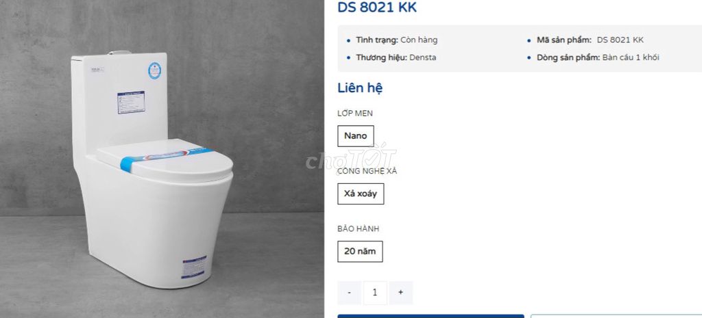 bàn cầu 1 khối DS 8021 KK Bảo hành Nên Tới 5 Năm