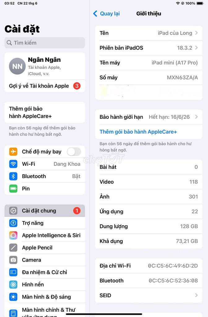IPad mini 7 128gb wifi việt nam