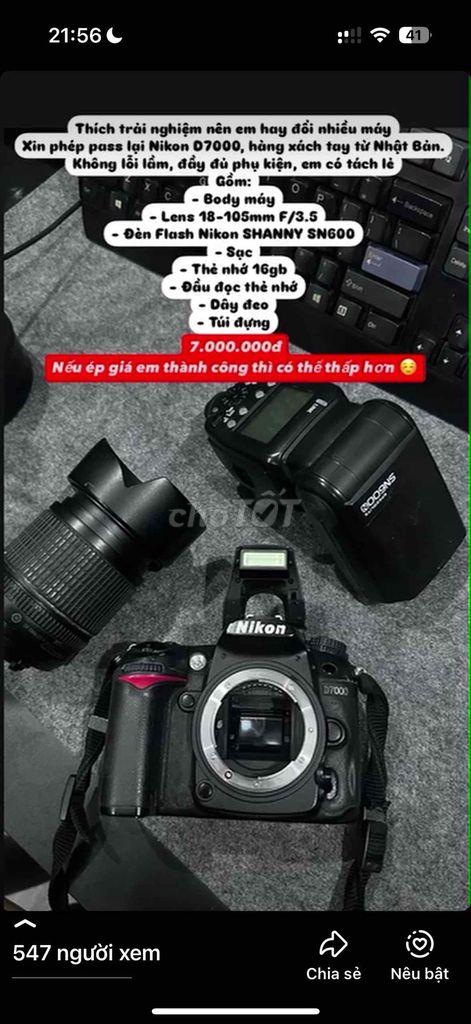 Máy ảnh Nikon D7000. Mua bán Máy ảnh, Máy quay tại Thị xã Tân Uyên Bình Dương được đăng bởi Misa hình 1