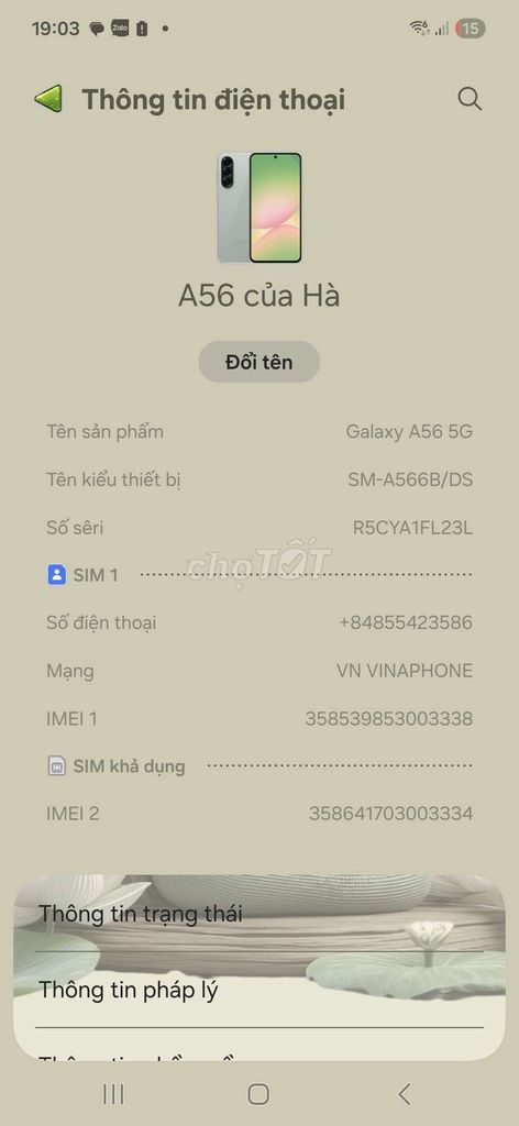 Samsung Galaxy A56 5G Xám. Mua bán Điện thoại tại Thị xã Mỹ Hào Hưng Yên được đăng bởi Hà Emm hình 1