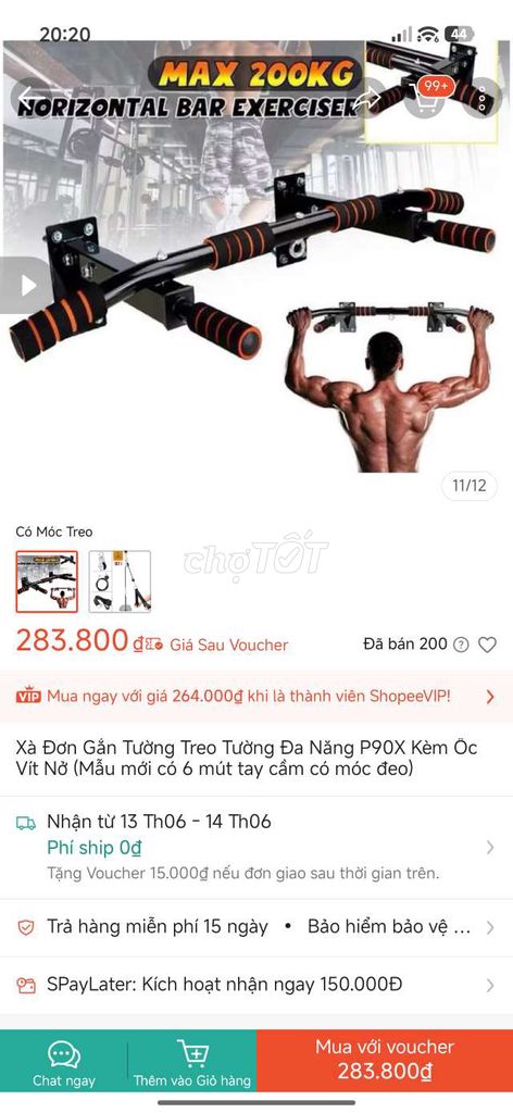 Xà đơn P90X Kim loại Đen 200kg. Mua bán Đồ thể thao, Dã ngoại tại Quận Cẩm Lệ Đà Nẵng được đăng bởi Thành Long  hình 1