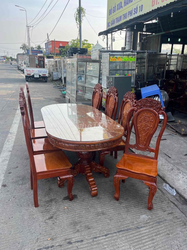 Bộ bàn ăn gỗ bêng nâu 1.9x0.9x0.75m. Mua bán Bàn ghế tại Quận Cái Răng Cần Thơ được đăng bởi Đồ củ minh trí hình 1