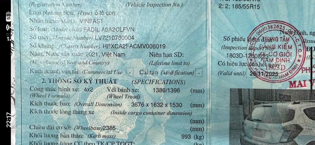 VinFast Fadil 2021 1.4 AT Plus - 86000 km. Mua bán Ô tô tại Quận Nam Từ Liêm Hà Nội được đăng bởi Minh Nguyễn Đình hình 5