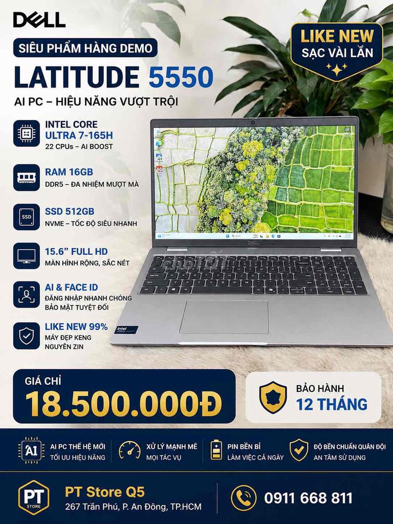 Dell Latitude 5550 i7-165H 15.6 inch 16GB/512GB. Mua bán Laptop tại Quận 5 Tp Hồ Chí Minh được đăng bởi PT Store Q5 HCM hình 1