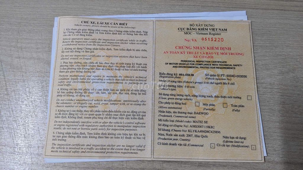 Daewoo Matiz 2007 SE 0.8 AT nhập Hàn. Mua bán Ô tô tại Quận Gò Vấp Tp Hồ Chí Minh được đăng bởi Phong hình 17