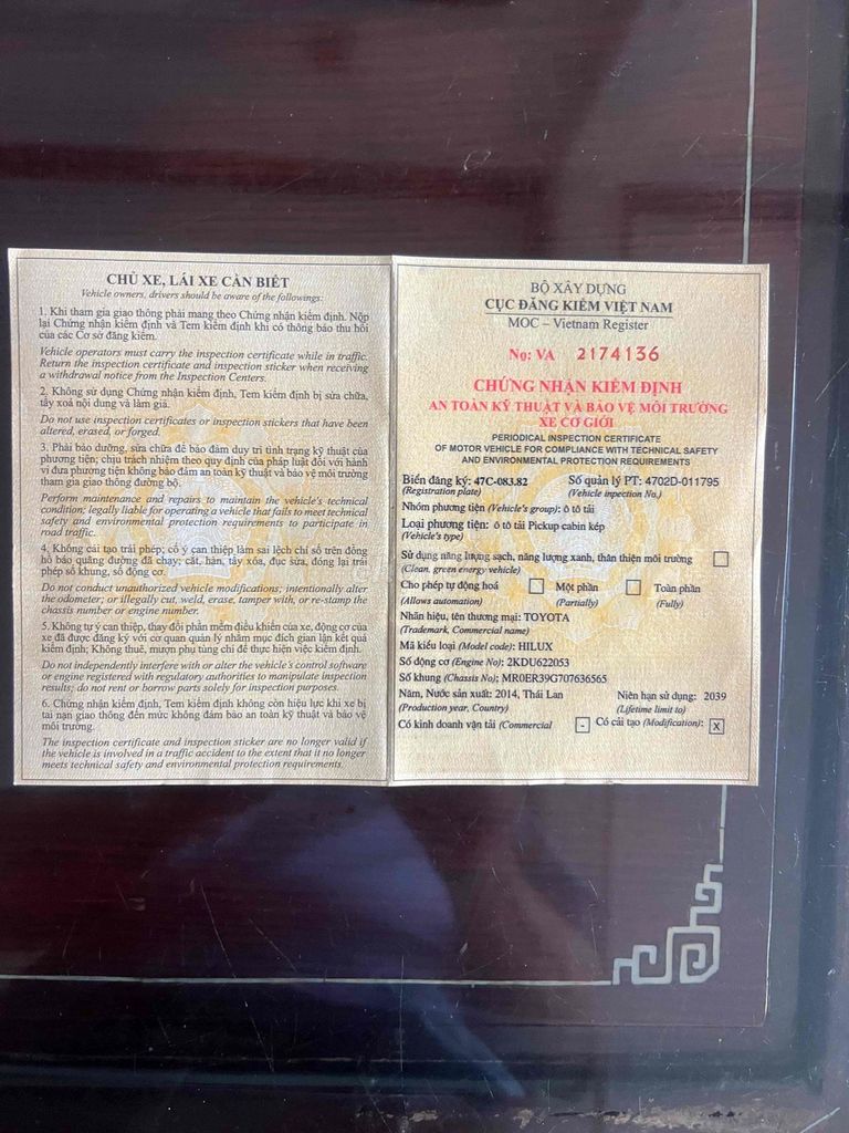 Toyota Hilux 2014 2.5E 4x2 MT - 120000 km. Mua bán Ô tô tại Thành phố Buôn Ma Thuột Đắk Lắk được đăng bởi Phuong trang hình 10