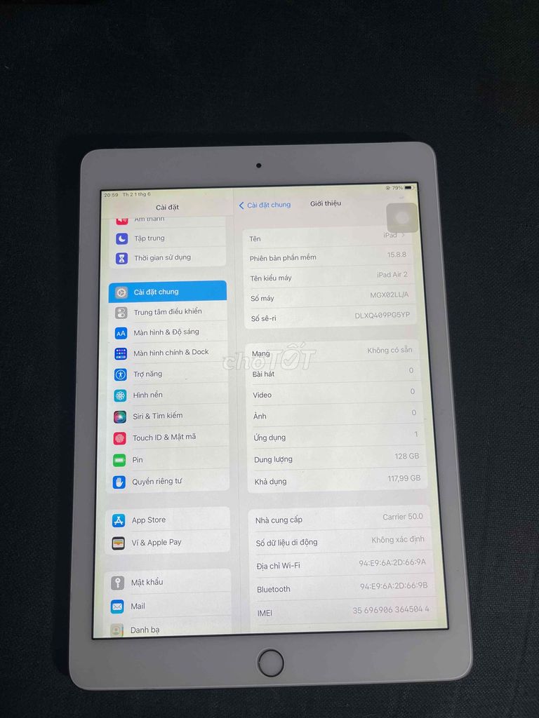 Apple iPad Air 2 128GB Trắng,mới 95% như hình. Mua bán Máy tính bảng tại Quận 8 Tp Hồ Chí Minh được đăng bởi ngothanhdieungo hình 1