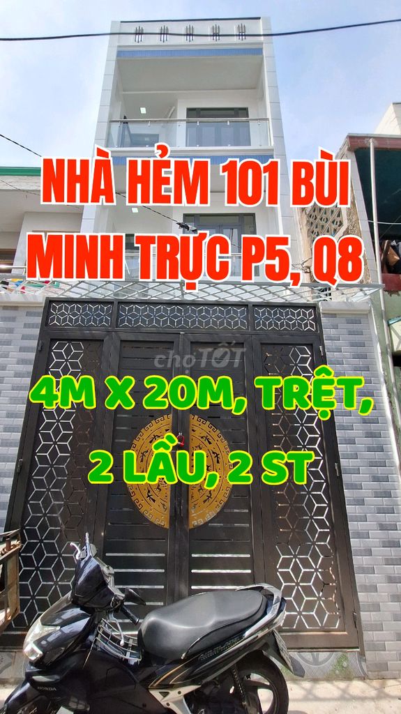 Nhà mới tuyệt đẹp, H101 Bùi Minh Trực P5,Q8, 1trệt, 2lầu, 2 ST, 4mx20m