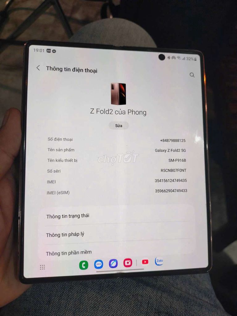 Samsung zfold 2. Mua bán Điện thoại tại Quận 6 Tp Hồ Chí Minh được đăng bởi Thiên phúc hình 1
