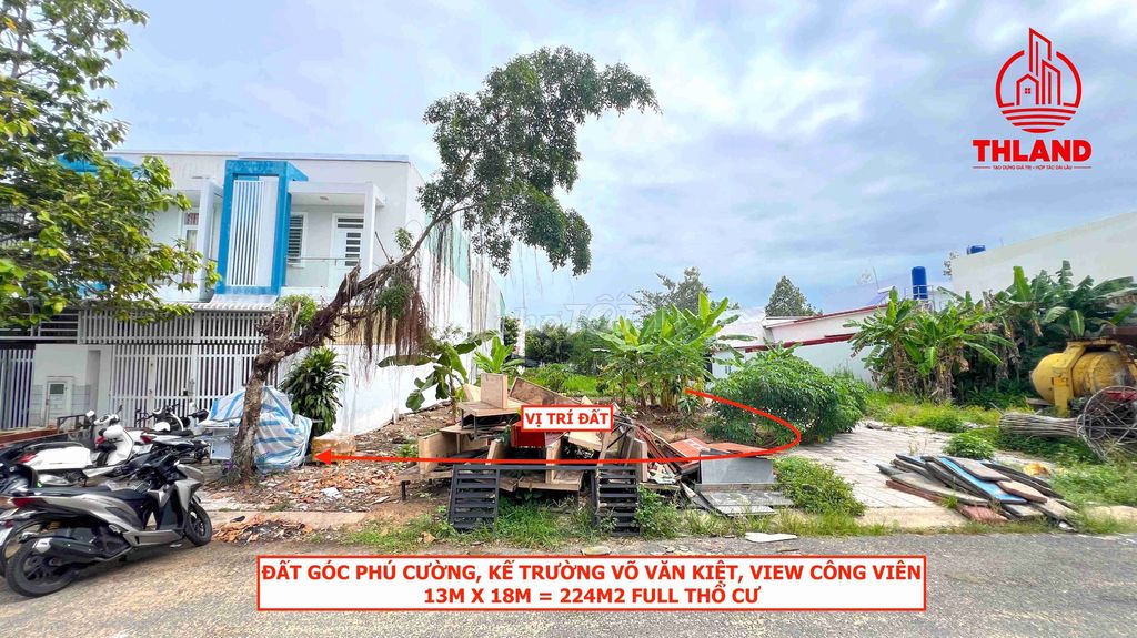 Đất Phú Cường kế Trường Võ Văn Kiệt - Lô Góc view Công Viên, 13x18m