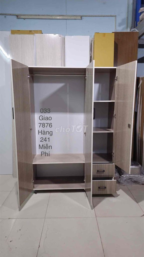 tủ quần áo 3 cánh nhựa ngang 1m22 cao 1m80