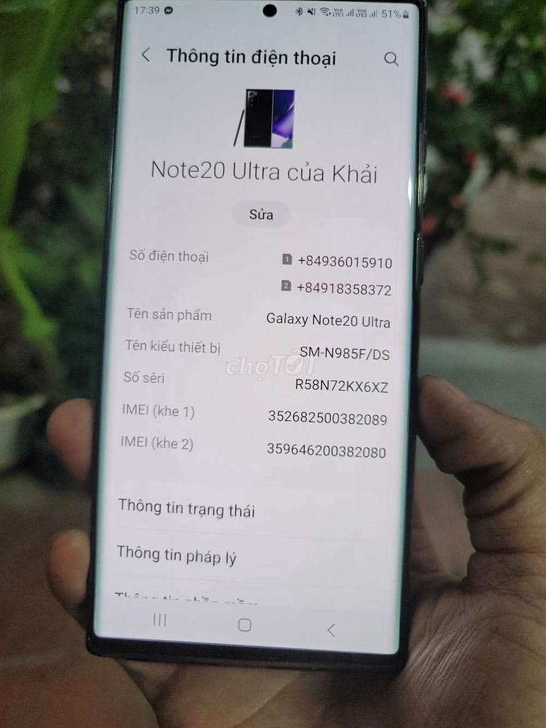 Samsung Note 20 Ultra 256GB Đen 2 SIM. Mua bán Điện thoại tại Quận Tây Hồ Hà Nội được đăng bởi Huy Khải hình 1